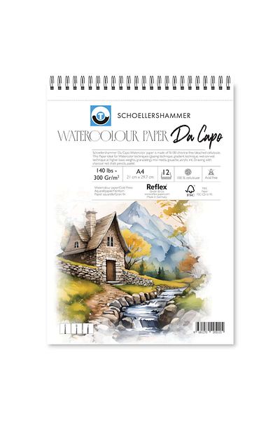 Schoellershammer Watercolor Notebook 300 Gr A4 12 Sheets Da Capo Cold Press