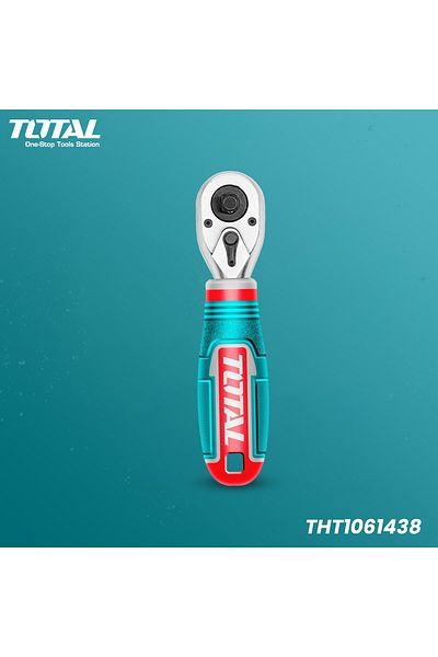 TOTAL 1/4" & 3/8" Dual-Drive 72-Tooth Ratchet Handle – Ergonomic Grip, Cr-V & Cr-Mo Steel