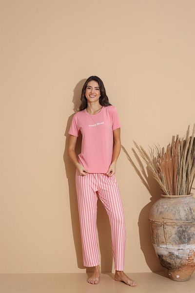 Pemilo Pink Women's 20038 Short Sleeve Pajama Set