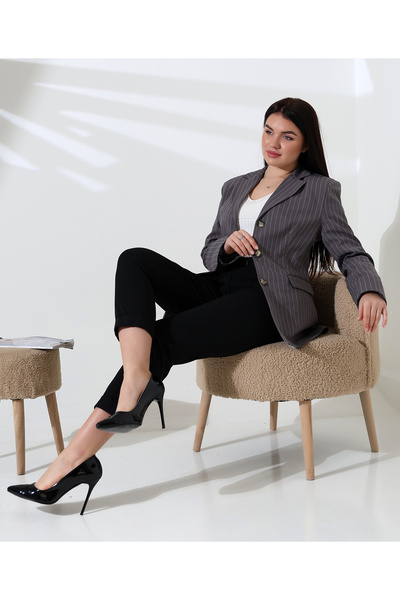 COCOCİX jachetă cu dungi cu imprimeu buzunar dublu Blazer