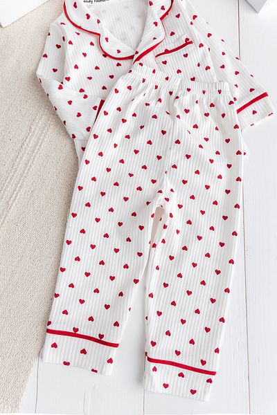 Babymod Small Cap Patterned Buttoned 100% Cotton Baby Girl Pajama Set
