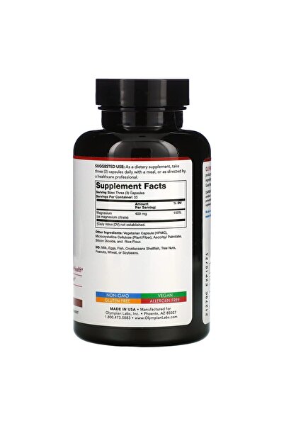 Olympian Labs Magnesium Citrate, 400 mg, 100 Vegetarian Capsules