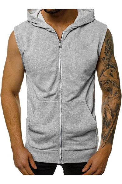 bellanova Sweater Vest Zipper Closure Windproof Thick Men Hooded Sleeveless