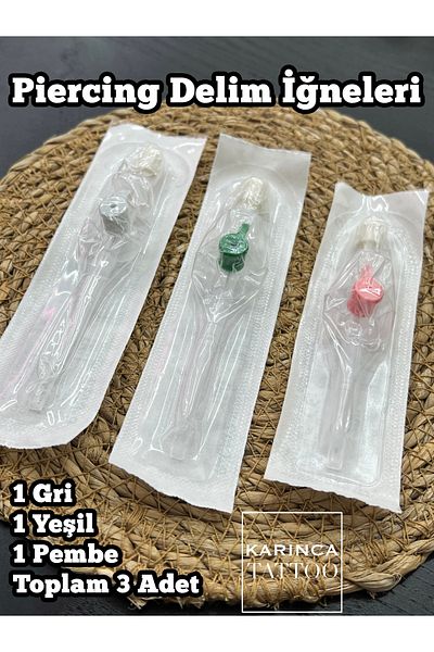 Karınca Piercing Green, Pink, Gray Anjiocut Piercing Delim Needle Set (Ant Tattoo)