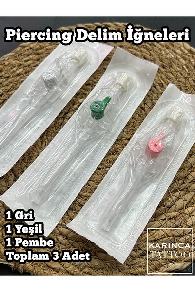 Karınca Piercing Green, Pink, Gray Anjiocut Piercing Delim Needle Set (Ant Tattoo)