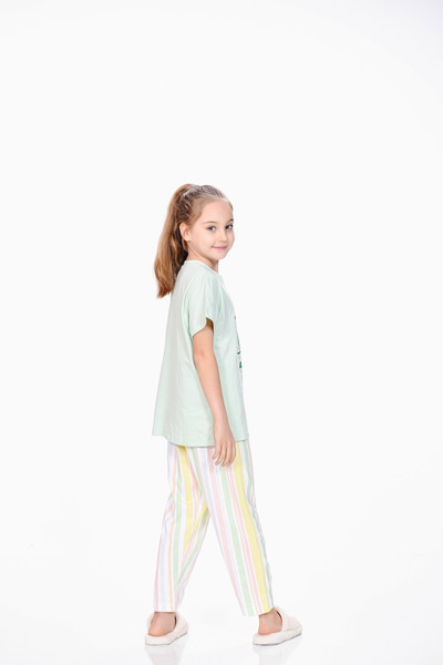 M MOONCOVER Girl's Pajama Set 100% Cotton Combed Cotton Summer Mother Daughter Combination