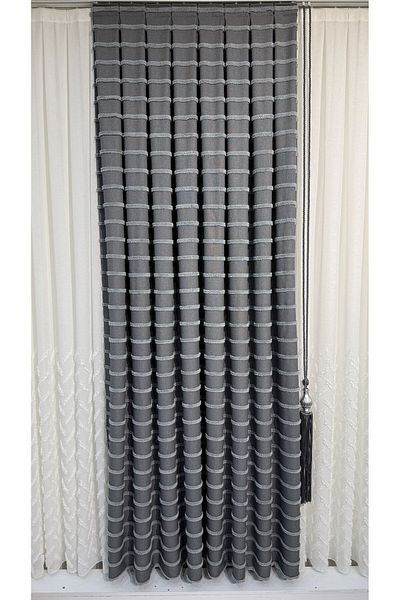 Fon Dünyası Elegant Gray Panel Background Curtain (Single Wing)