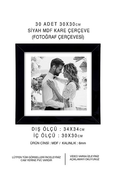 yhfoto 30 Pieces 30x30 Frame - Black Frame - Square MDF Frame - Photo Frame Set