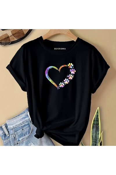 BENROMA 1 tricou este un cadou pentru achiziții de 6 și mai sus în coș - Tricou pentru copii cu caracter imprimat cu inimă și fluture