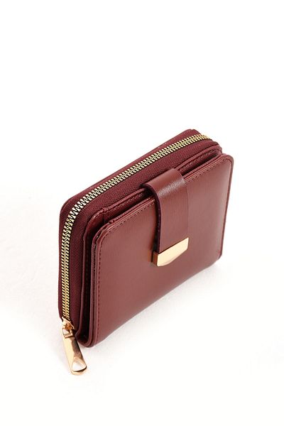 Daj Company Claret Red Women's Wallet with Zipper and Texture