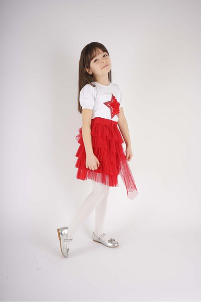 MİNİKO KİDS 23 April 29 October Concept Star Detail Tulle Detail Layered Tutu Skirt Suit