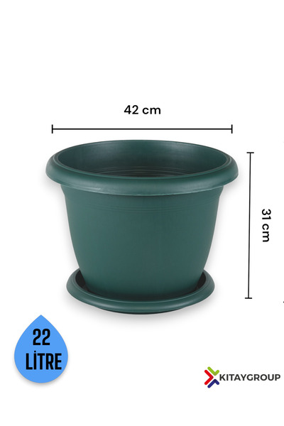 KıtayGroup Villa Saksı 22 Lt Yeşil Mat Renk