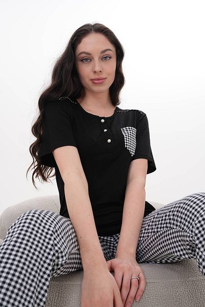 MANSHET Women's Half Sleeve 2-Piece Pajama Set Patterned Special Design