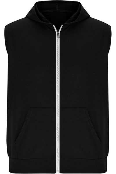 bellanova Sweater Vest Zipper Closure Windproof Thick Men Hooded Sleeveless