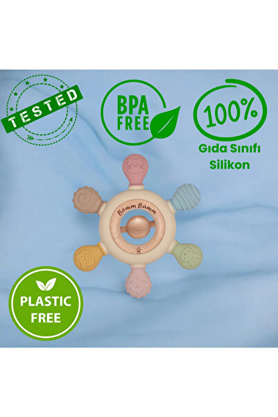BAMM BAMM Silikon Bebek Diş Kaşıyıcı Boncuklu Hafif ve Rahat Kavranır