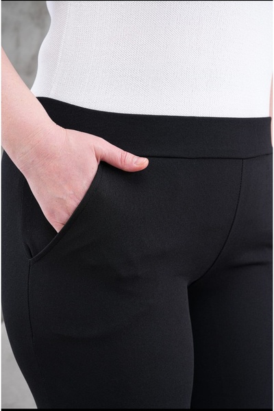 PARKDERİN Plus Size Scuba Crepe Fabric, Double Legs, Elastic Waist, Lycra Trousers