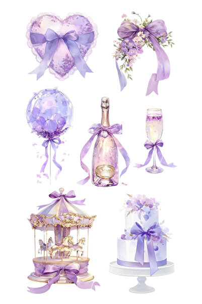 Rana İkra Art Pembe, Mor Ve Lacivert Renk Temalı Sticker Seti (4 Sayfa 81 Adet)