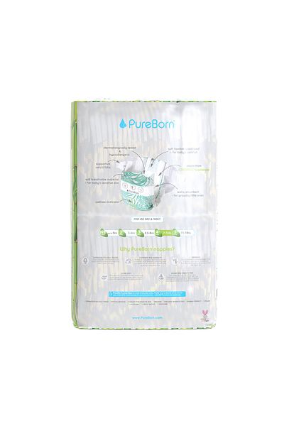 PUREBORN Organic Diapers Size 4 For 7-12 Kg Value Pack 48pcs with Leopard Print