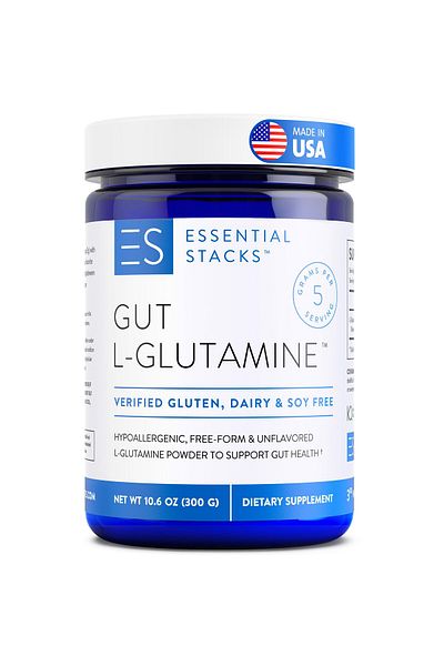 Essential Stacks Gut L-Glutamine Powder - Made in USA - Pure for Gut Health (60 Servings, Unflavored)
