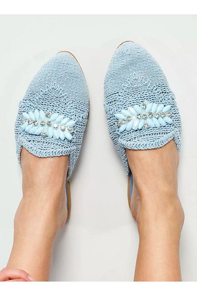 MFCreasyon Women's Stoned Straw Knitted Slippers Daily Sandals Slippers