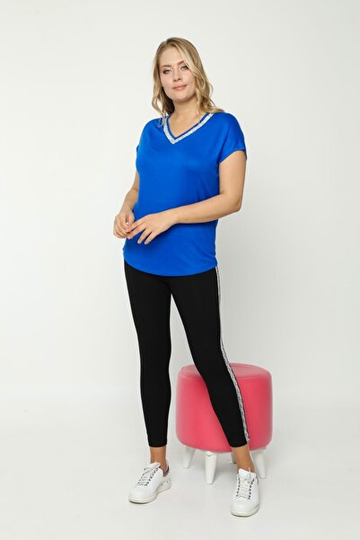 Esina Γυναικεία μπλούζα βισκόζης με πέτρινη λεπτομέρεια