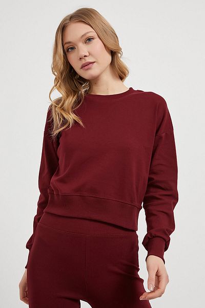 Arma Life Women's Long Sleeve Blouse Baggy Burgundy Tracksuit Set