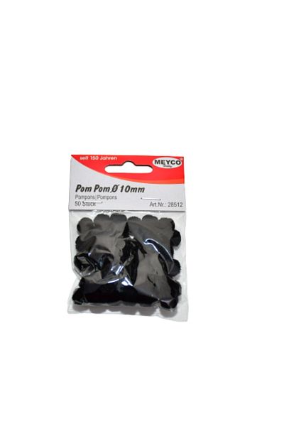 Meyco Pom-pom, 50 Pcs, 10 Mm, Black, Art & Craft Accessories For Children