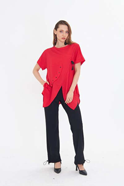 LAMANTE PAÇA DETAYLI SİYAH TASARIM PANTOLON