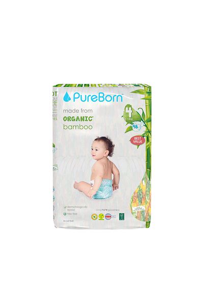 PUREBORN Organic Diapers Size 4 For 7-12 Kg Value Pack 48pcs with Sunflower Print