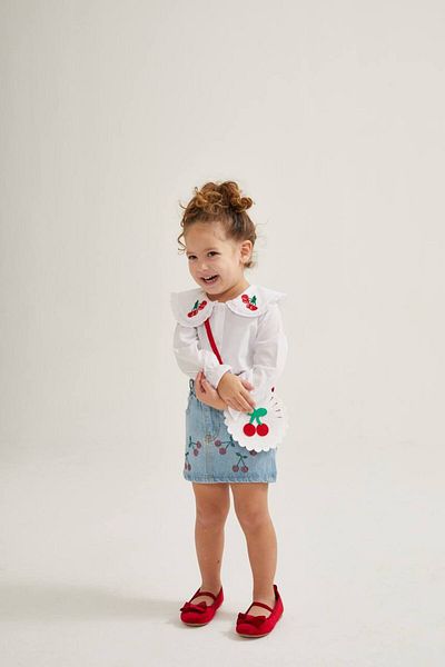 maykids Cherry Stone Detailed Skirt and Shirt (Bag)
