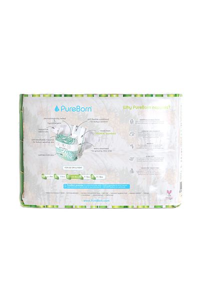 PUREBORN Organic Diapers Size 3 For 5.5-8 Kg Master Pack 112pcs with Pineapple Print