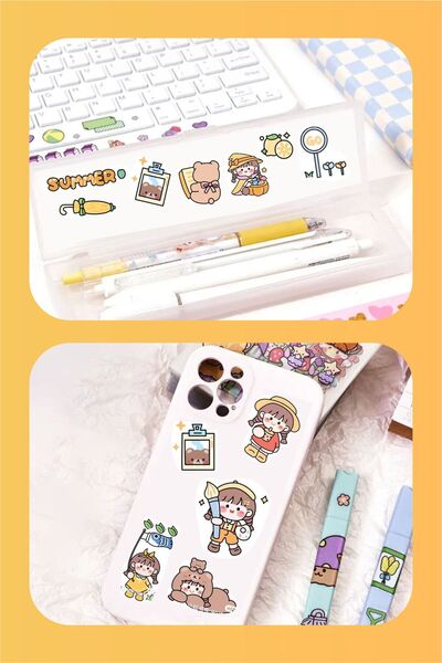 Piksel Grafik Sarı 150 Adet Anime Çıkartma Sticker Seti - Kalem, Laptop Defter Suluk Sticker