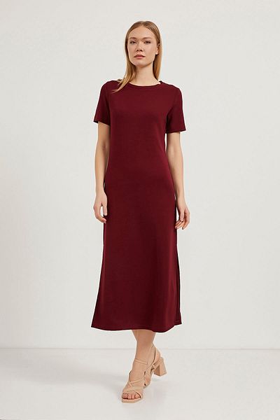 Arma Life Rochie lungă de damă, cu decolteu, moale, de bază, roșu Claret