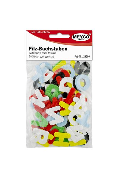 Meyco Felt letters, 78 pcs, 25 mm, art & craft accessories for children