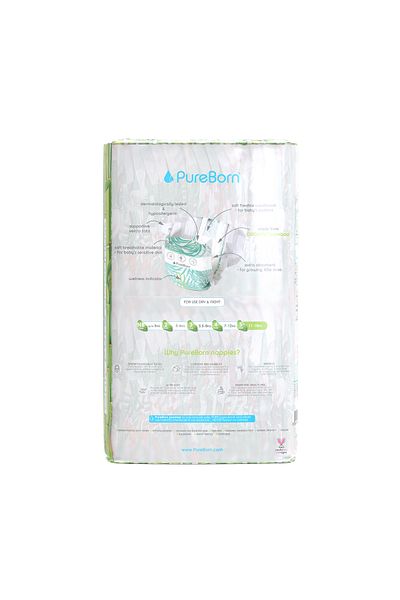 PUREBORN Organic Diapers Size 5 For 11-18 Kg Value Pack 44pcs with Tropic Print
