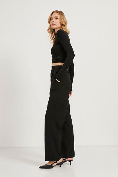 Arma Life Women's Black Elastic Waist Velcro Closure Palazzo Trousers
