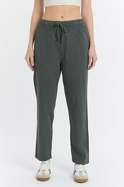 MAXIMILLIAN Kadın Keten Yazlık Bol Kesim Kesim Pantolon HAKİ