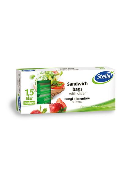 Stella Zipper food bags, Stella Pack, 1.5L 16 pcs, box