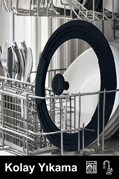 Essenso Üniversal Süzgeçli Silikon Kenarlı Cam Kapak 16-18-20 Cm