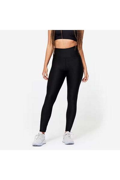 Decathlon High Waisted Women's Fitness Leggings - Black Smoked