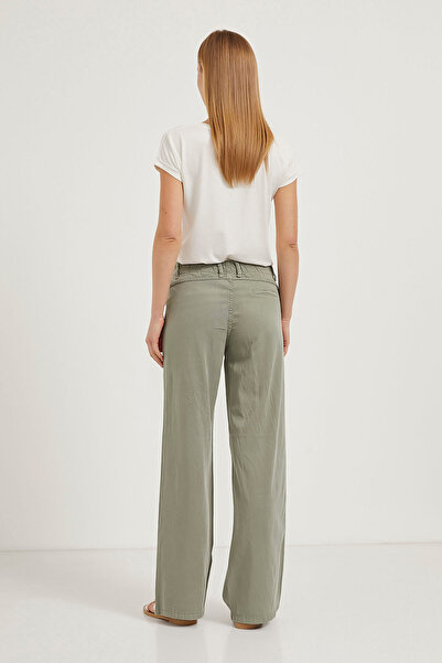Arma Life Kadın Beli Lastikli Bol Paça Haki Palazzo Pantolon