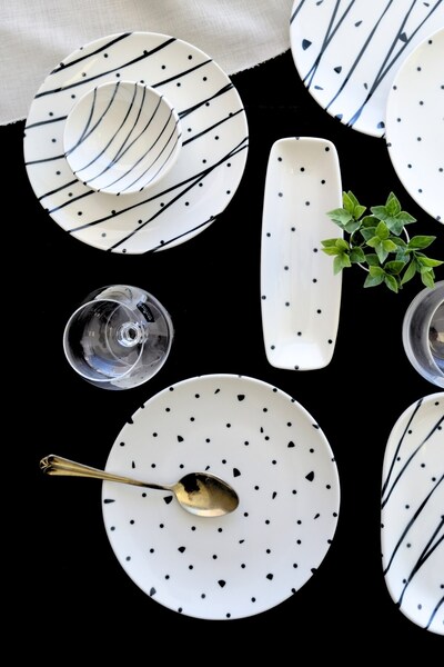 tabakevi TABAK EVİ Porselen Dash Kahvaltı Takımı 6 Kişilik 14 Parça TVL14KAHPRS1103