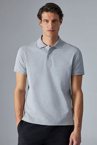 GRIMELANGE Monaghan Men's Polo Neck Relaxed Fit Placket Button Short Sleeve Grimelange T-Shirt