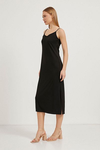 Arma Life Women's Strap Casual Summer Slit Black Dress