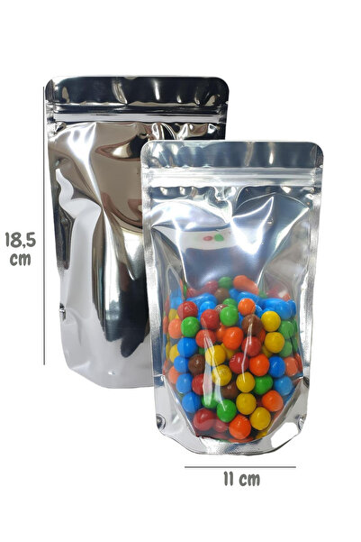Dekals 20 Adet Gıda Saklama Için Şeffaf Metalize Doypack Kilitli Ve Sızdırmaz Gıda Ambalajı 11x18
