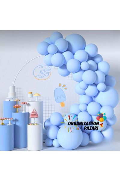 Organizasyon Pazarı 60 Pieces Macaron Blue Balloon Chain Set
