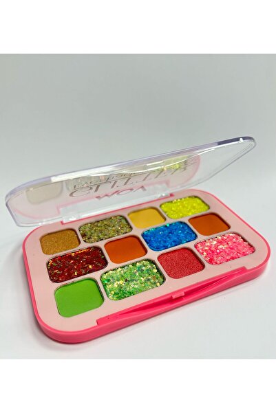 MOV Glitter 12’li Far Paleti No:01 – Parıltılı Göz Farı | Işıltılı Makyaj Paleti