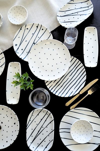 tabakevi Porcelain Dash Breakfast Set for 6 People 14 Pieces Tvl14Kahprs1103