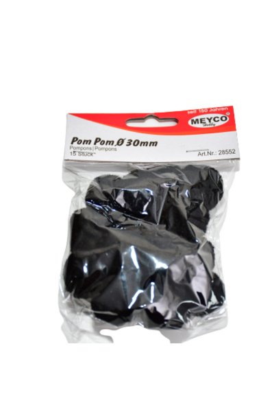 Meyco Pom-pom, 15 bucăți, 30 mm, negru, accesorii de artă și meșteșuguri pent...