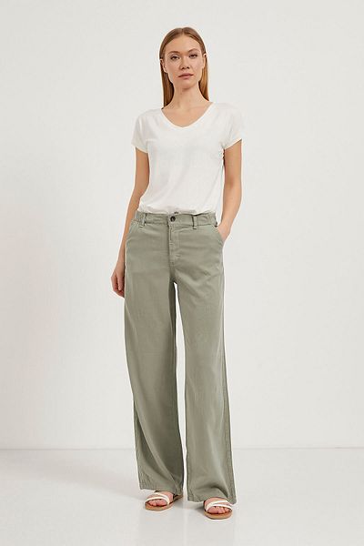 Arma Life Pantaloni Palazzo kaki cu talie elastică pentru femei